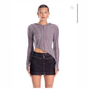 🔴SOLD🔴 SAMI MIRO VINTAGE Asymmetric Open Seam Hoodie medium NWT BLACK